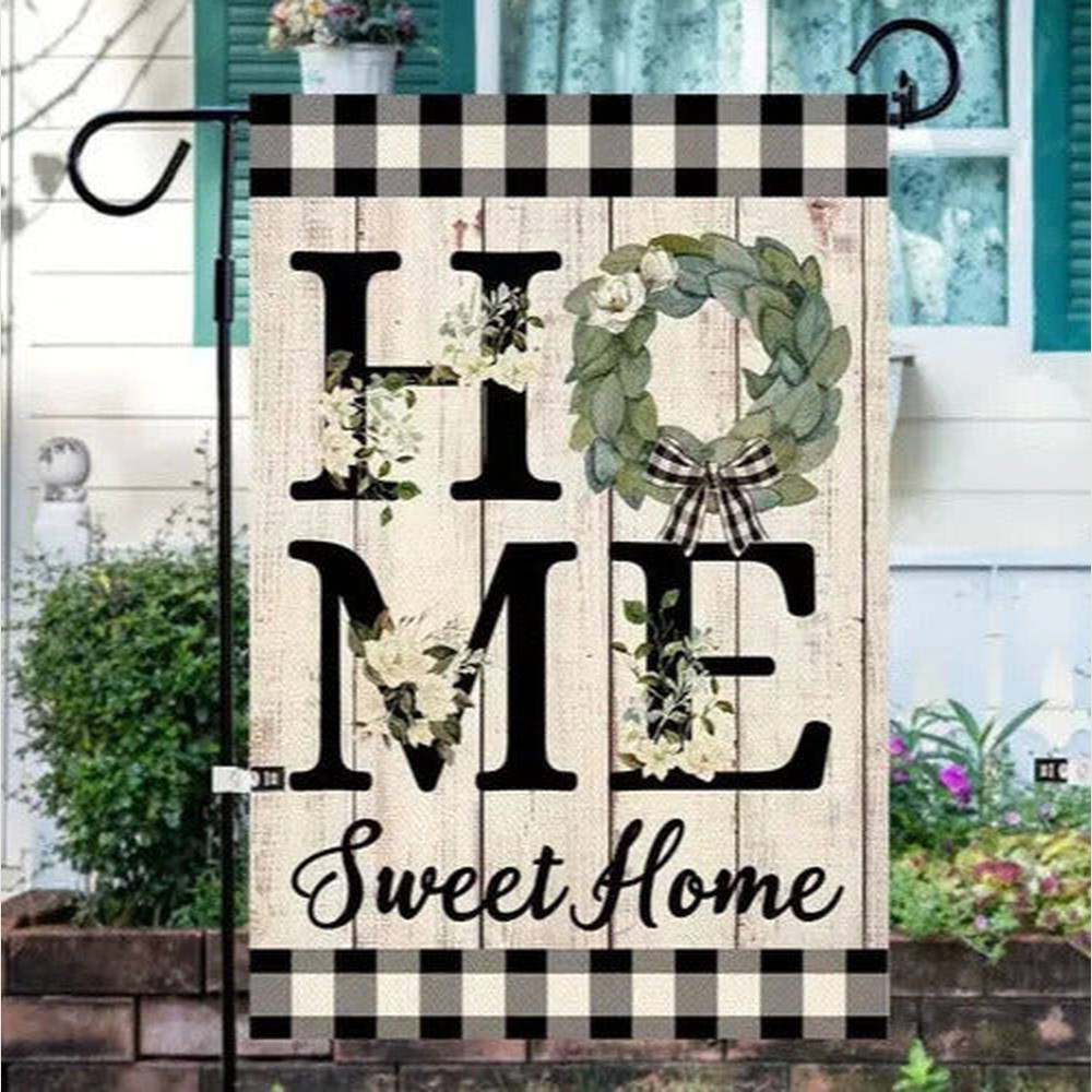'Home Sweet Home' Magnolia Burlap Garden Flag Double-Sided 12" x 18" NEW! Home & Garden:Yard, Garden & Outdoor Living:Décor:Flags Style Your Walls